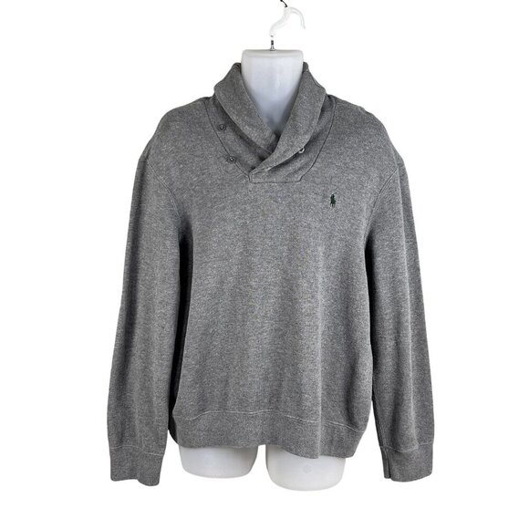 Polo Ralph Lauren Mens XL Jersey Shawl Collar Gray Pullover Sweater Quiet Luxury - Picture 5 of 16